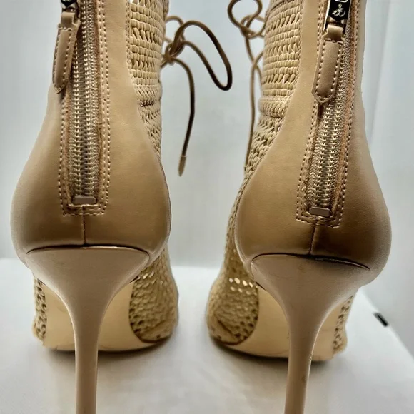 Size 8, 3-inch Heel, Mid-Calf, Sandal Boots, Cream Color - Picture 3 of 4